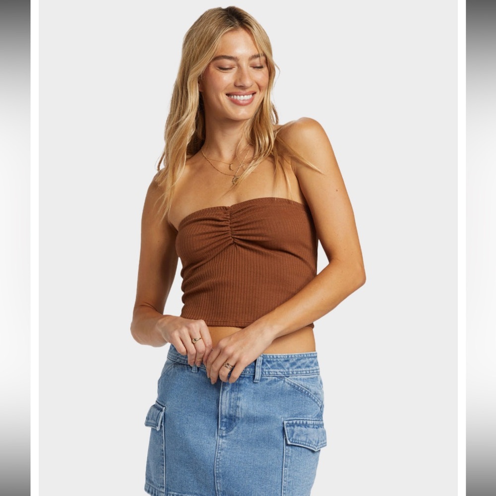 Billabong Women's Tan Ribbed Crop Top